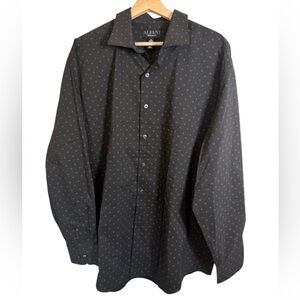 Alfani Micro Dot Button-Down Shirt in Black Size XL